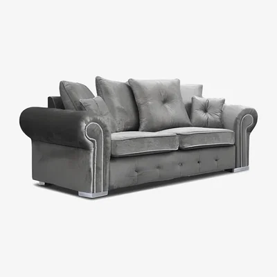 The Range Mayfair Grey Plush 3 Seater Sofa   - Grey