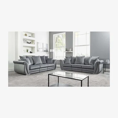 The Range Set of 2 Hampton 3 Seater Sofas - Grey
