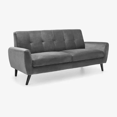 The Range Velvet Three Seater Sofa - Grey