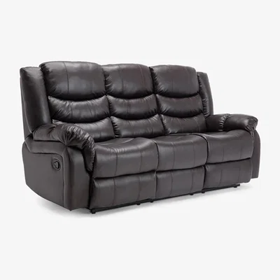 The Range Seattle Manual High Back Bonded Leather Recliner 3 Seater Sofa - Brown