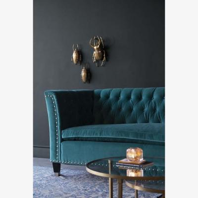 Rockett St George Teal Velvet Chesterfield 3 Seater Sofa With Stud Detail