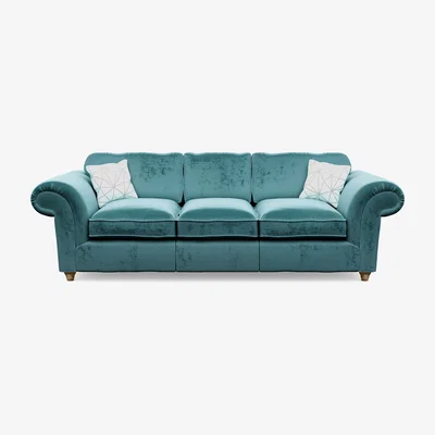 The Range Windsor 3 Seater Sofa - Teal / Brown Feet