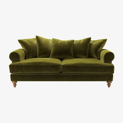 Sofa.com Teddy 3 Seat Sofa in Olive Cotton Matt Velvet - sofa.com