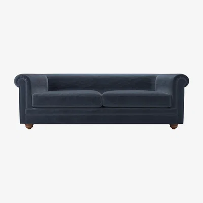 Sofa.com Patrick Unbuttoned 3 Seat Sofa in Skyfall Cotton Matt Velvet