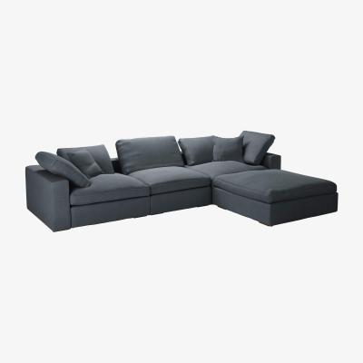 Sofa.com Long Island Complete Set with Footstool in Flint Vermeer Linen - sofa.com