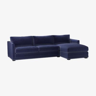 Sofa.com Aissa Large RHF Chaise Storage Sofa in Prussian Blue Cotton Matt Velvet - sofa.com