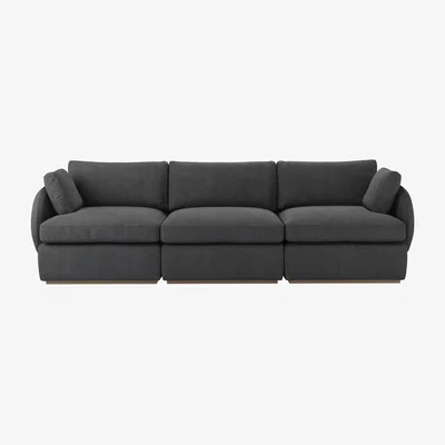 Sofa.com Ren 3 Seat Sofa in Charcoal Brushed Linen Cotton