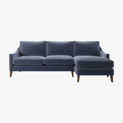Sofa.com Iggy Medium RHF Chaise Sofa in Sapphire Smart Velvet - sofa.com