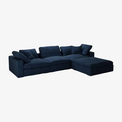 Sofa.com Long Island Complete Set with Footstool in Channel Blue Sandgate - sofa.com