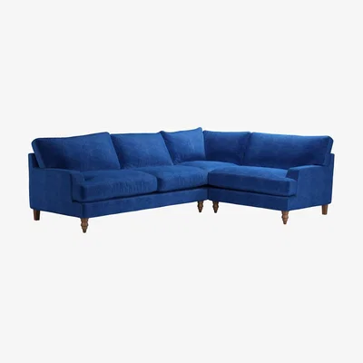 Sofa.com Isla Asym. Crn: LHF 2.5 Seat w RHF Loveseat in Cobalt Smart Velvet - sofa.com