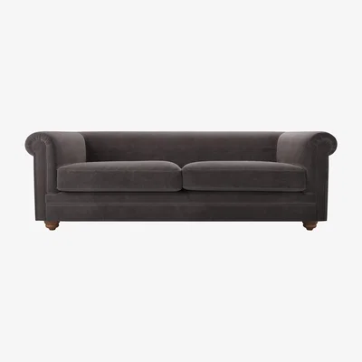 Sofa.com Patrick Unbuttoned 3 Seat Sofa in Shale Aquaclean Clever Velvet