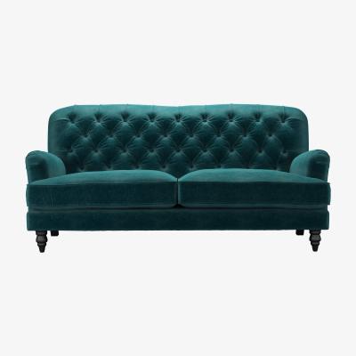 Sofa.com Nearly New Snowdrop Button Back 3 Seat Sofa in Jade Smart Velvet - sofa.com