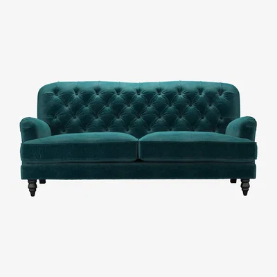Sofa.com Nearly New Snowdrop Button Back 3 Seat Sofa in Jade Smart Velvet - sofa.com