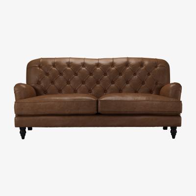 Sofa.com Snowdrop Button Back 3 Seat Sofa in Tan Vintage Leather - sofa.com