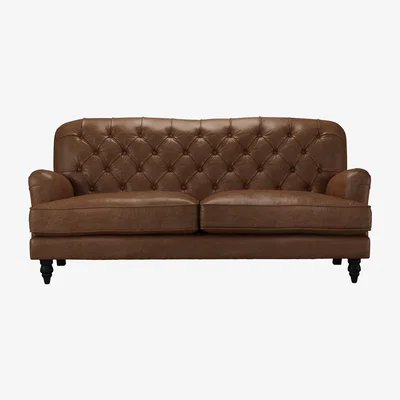 Sofa.com Snowdrop Button Back 3 Seat Sofa in Tan Vintage Leather - sofa.com