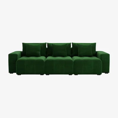 Sofa.com Romy 3 Seat Sofa in Putting Green Aquaclean Clever Velvet