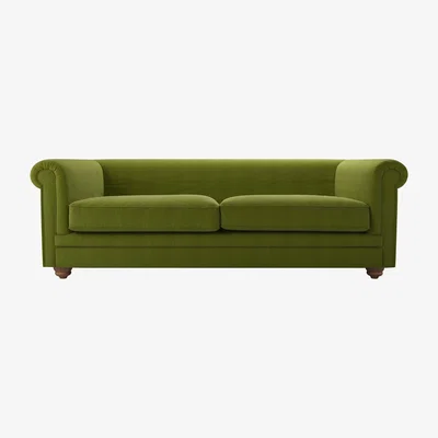 Sofa.com Patrick Unbuttoned 3 Seat Sofa in Vine Leaf Organic Smart Cotton