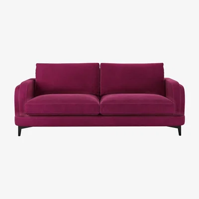 Sofa.com Boston Curved Arm 3 Seat Sofa in Persian Rose Smart Velvet