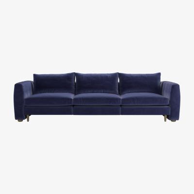 Sofa.com Tiffany 3 Seat Sofa in Prussian Blue Cotton Matt Velvet - sofa.com