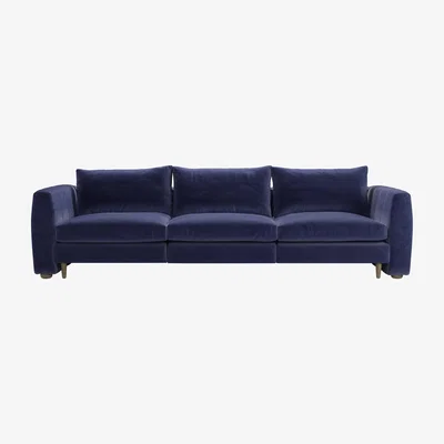 Sofa.com Tiffany 3 Seat Sofa in Prussian Blue Cotton Matt Velvet - sofa.com