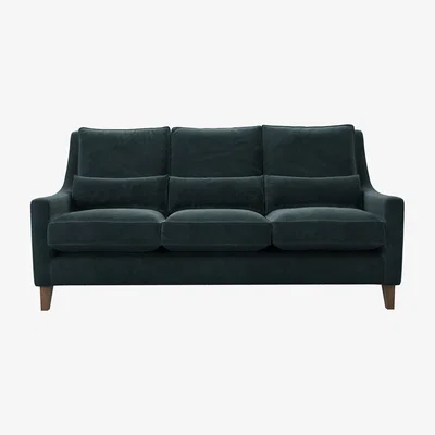 Sofa.com High Back Iggy 3 Seat Sofa in Deep Forest Aquaclean Clever Velvet
