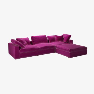 Sofa.com Long Island Complete Set with Footstool in Peony Cotton Matt Velvet - sofa.com