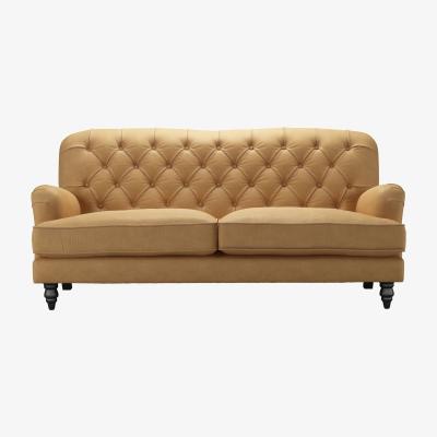 Sofa.com Snowdrop Button Back 3 Seat Sofa in Turmeric Powdered Leather - sofa.com
