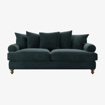 Sofa.com Teddy 3 Seat Sofa Bed in Deep Forest Aquaclean Clever Velvet