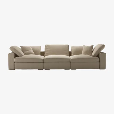 Sofa.com Long Island 3 Seat Sofa in Pennine Stone Organic Smart Cotton