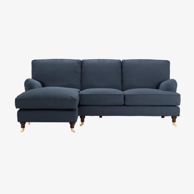 Sofa.com Bluebell LHF Chaise Sofa in Midnight Blue Brushed Linen Cotton - sofa.com