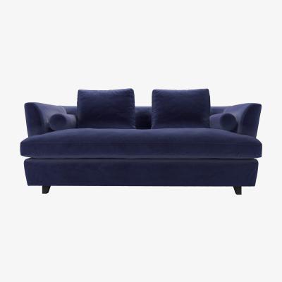 Sofa.com Larsen Three Seat Sofa Bed in Prussian Blue Pure Cotton Matt Velvet - sofa.com