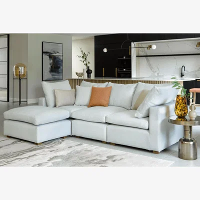Sofa.com Long Island Slim 3 Seat Sofa in Skyfall Cotton Matt Velvet