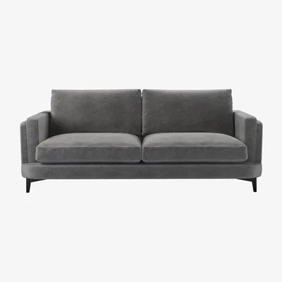 Sofa.com Boston Squared Arm 3 Seat Sofa in Earl Grey Smart Velvet - sofa.com