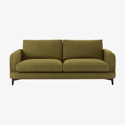 Sofa.com Boston Curved Arm 3 Seat Sofa in Mossymere Norfolk Cotton - sofa.com