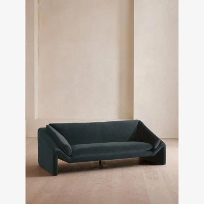 Soho Home Amble Three Seater Sofa, Velvet, Grey Blue