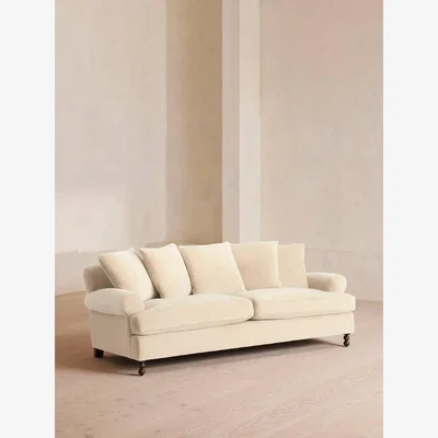 Soho Home Audrey Three Seater Sofa, Velvet, Porcelain