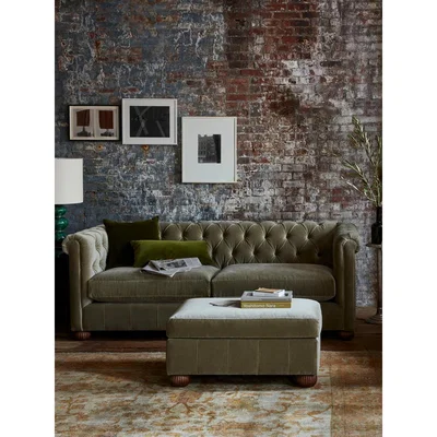 Soho Home Aderyn Chesterfield 3 Seater, Velvet Lichen