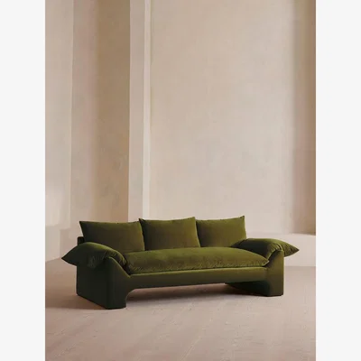 Soho Home Wyatt Three Seater Sofa, Velvet, Olive