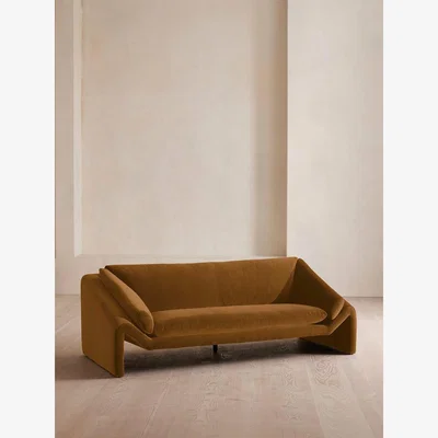 Soho Home Amble Three Seater Sofa, Velvet, Mustard