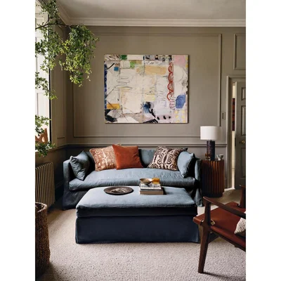 Soho Home Berens 3-Seater Sofa, Linen Dark Navy
