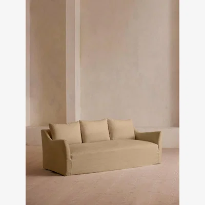 Soho Home Roma Three Seater Sofa, Linen, Wheat