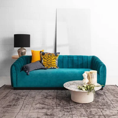 Sazy Celeste 3 Seater Velvet Sofa, Petrol Blue