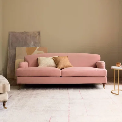 Sazy Emin 3 Seater Velvet Sofa, Blush Pink