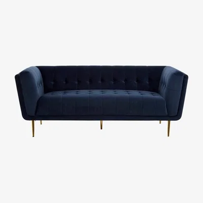 Teddy Beau Teddy's Collection Henry Blue Velvet 3 Seater Sofa