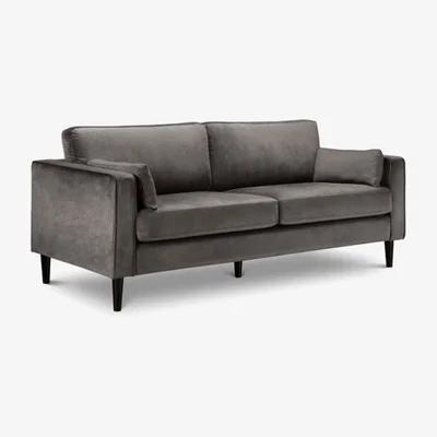 Teddy Beau Julian Bowen Hayward Velvet Grand Sofa / Grey Velvet / 3 Seater