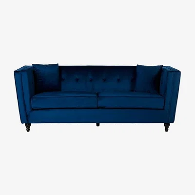 Teddy Beau Teddy's Collection Fenwick Velvet Navy 3 Seater Sofa