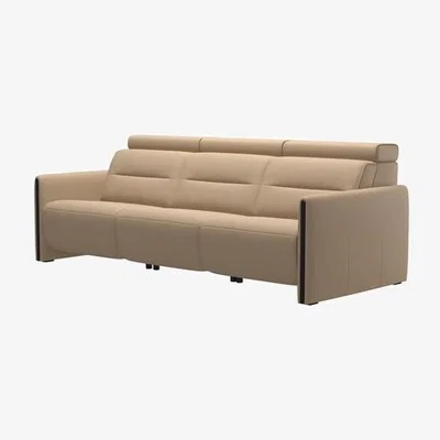 Woods Furniture Stressless Emily 3 Seater Sofa - Wood Arms Emily 3 Seater Sofa Wood Arm - PalomaCori Leather