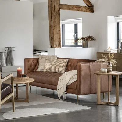 Woods Furniture Denham 3 Seater Sofa in Antique Brown Leather