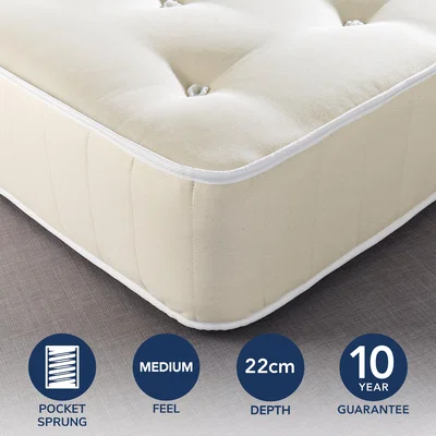 Dunelm Fogarty Dreamy Comfort Eco Cotton 1000 Pocket Sprung Mattress Yellow
