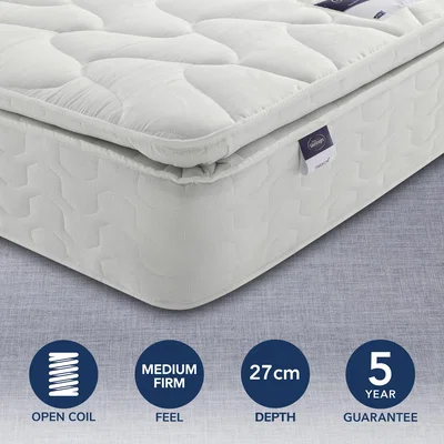 Dunelm Silentnight Medium Firm Miracoil Pillowtop Mattress White
